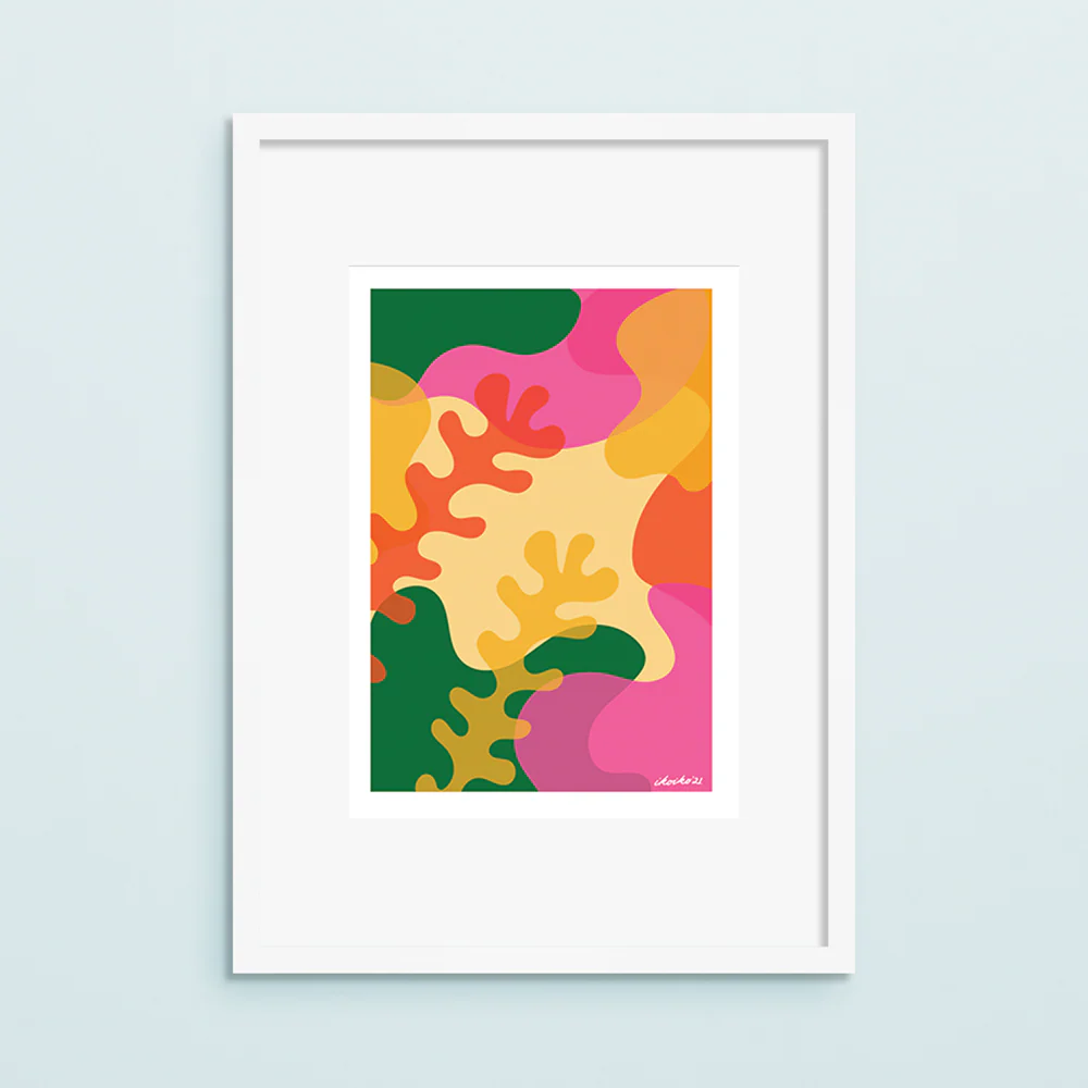 Iko Iko A4 Art Print Abstract Reef Green Pink and Lemon - Image 2