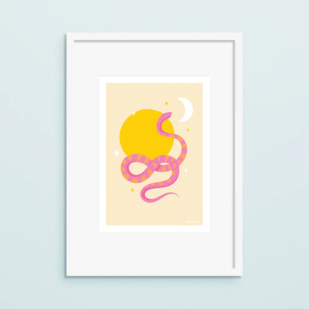 Iko Iko A4 Art Print Solstice Snake Pink - Image 2