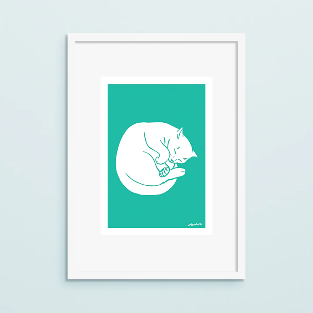 Iko Iko A4 Art Print Talula Cat Turquoise - Image 2