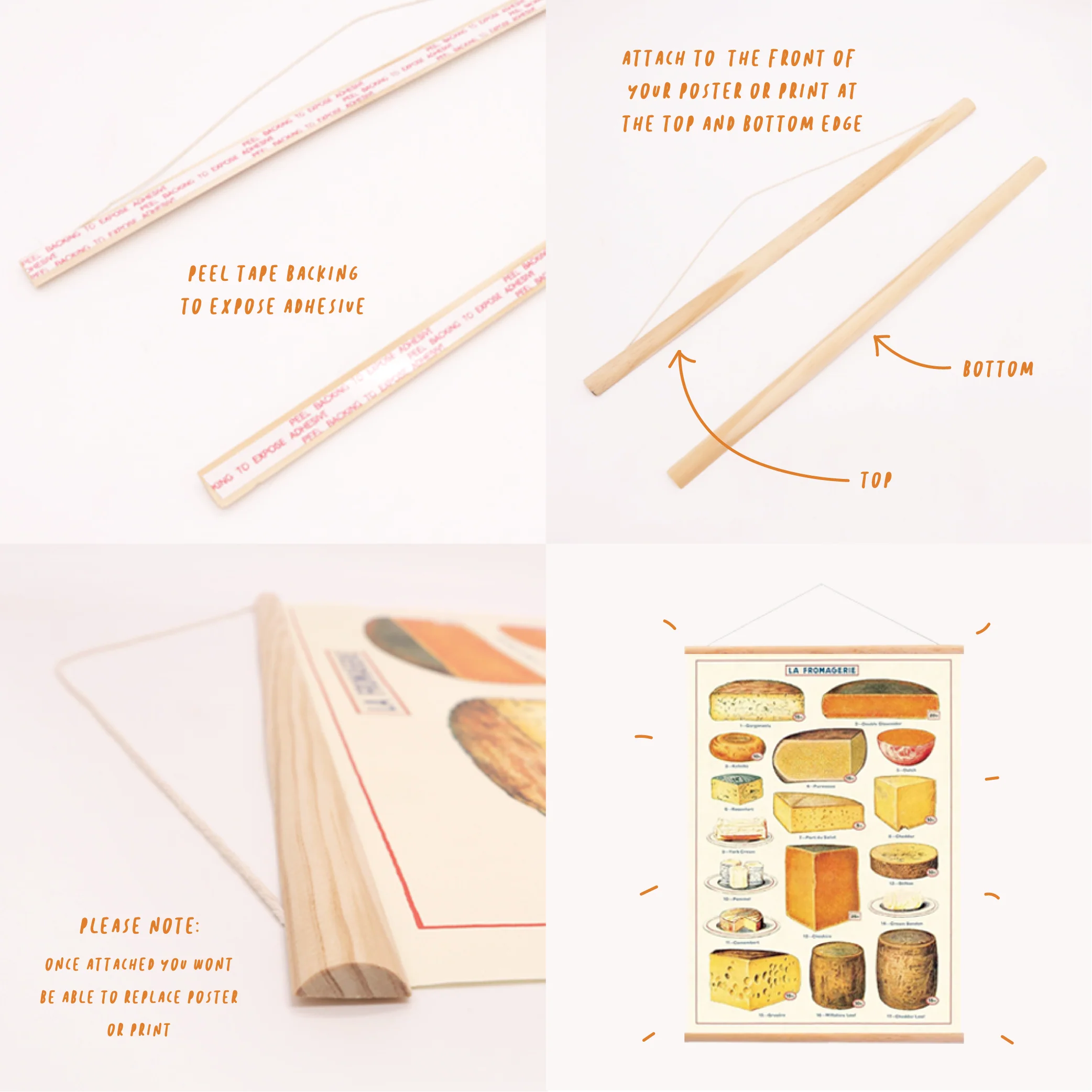 Iko Iko Wooden Poster Hanger Kit Mini 16cm (A5 Vert) - Image 4