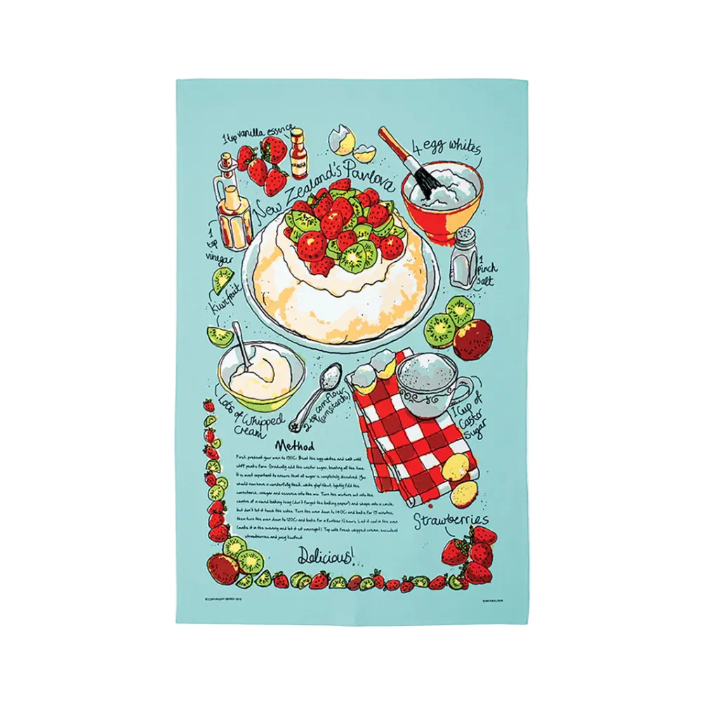 Kiwi Pavlova Tea Towel Blue