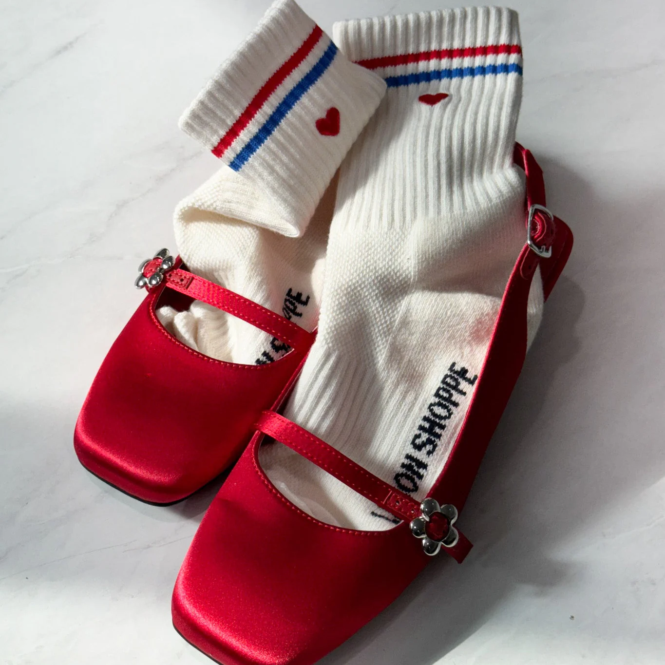 Le Bon Shoppe Embroidered Boyfriend Socks Milk + Heart - Image 2