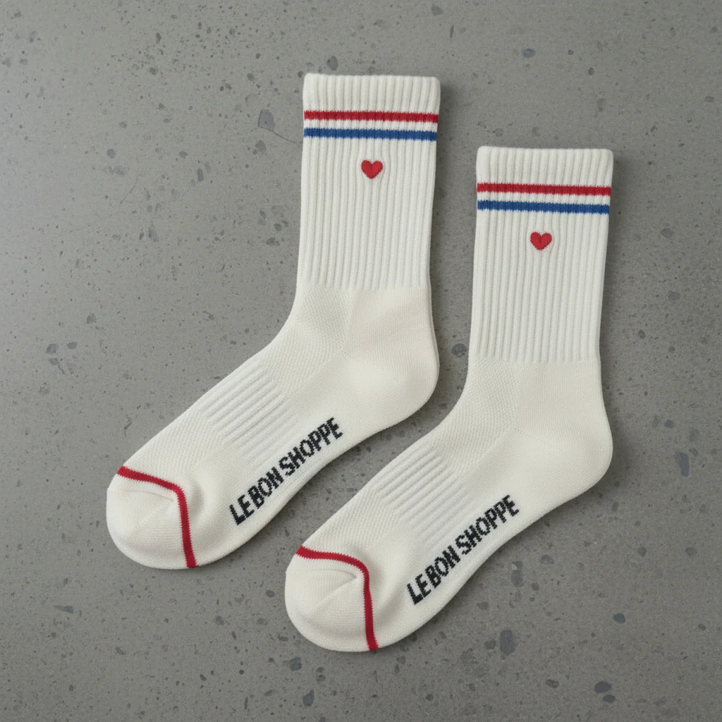 Le Bon Shoppe Embroidered Boyfriend Socks Milk + Heart - Image 3