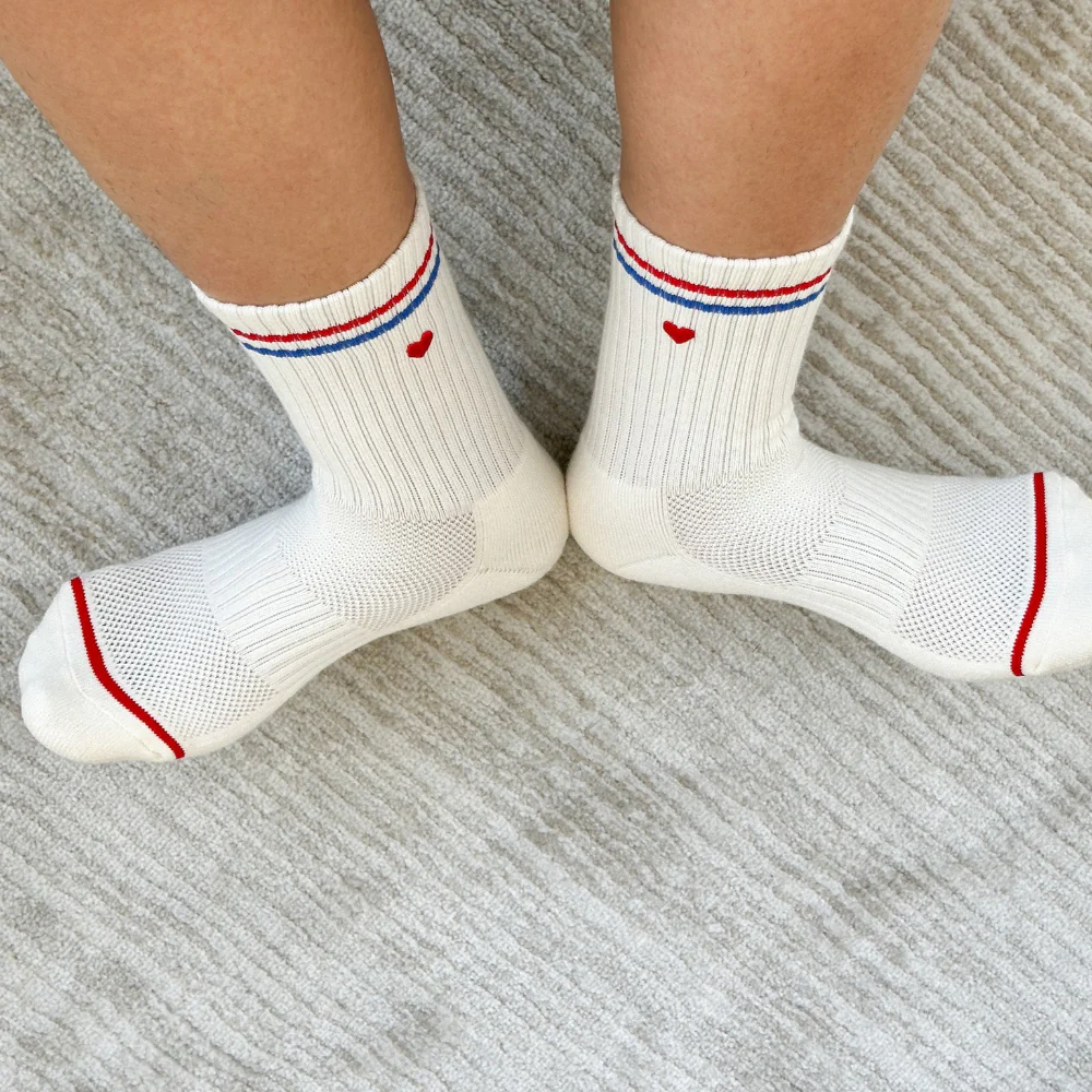 Le Bon Shoppe Embroidered Boyfriend Socks Milk + Heart - Image 5