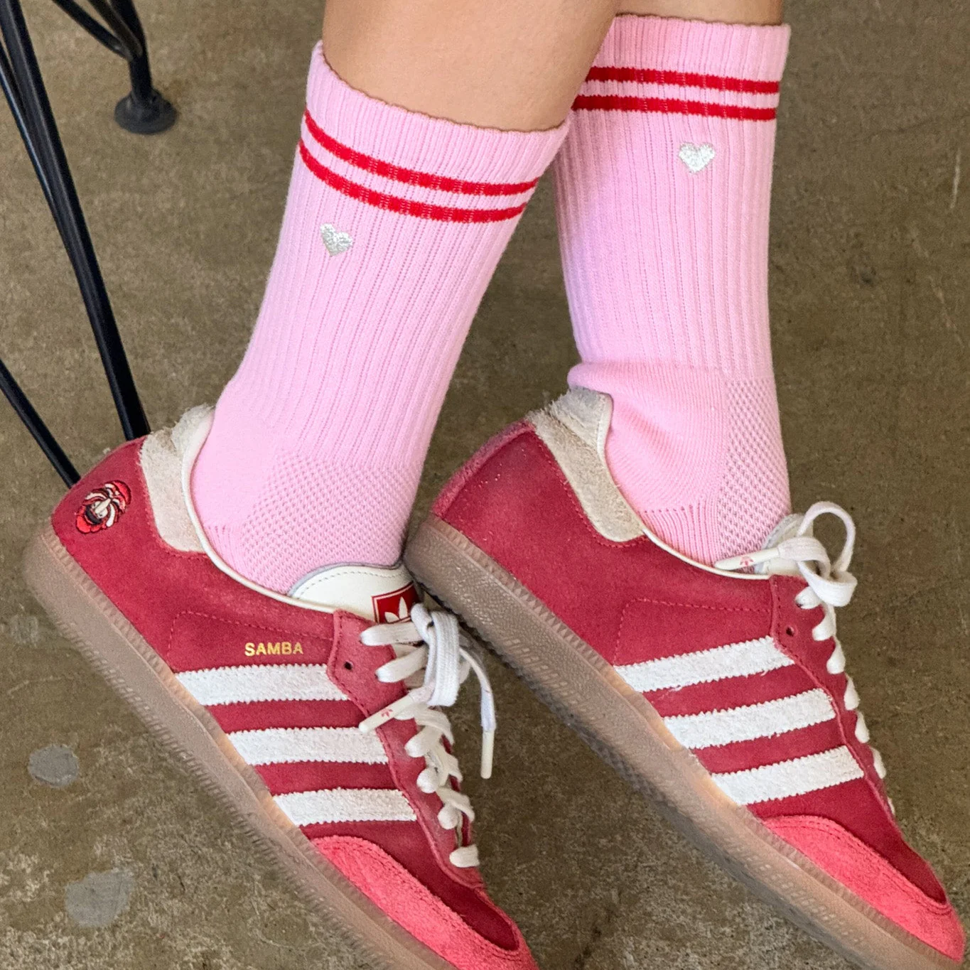 Le Bon Shoppe Embroidered Boyfriend Socks Pink + Heart - Image 4