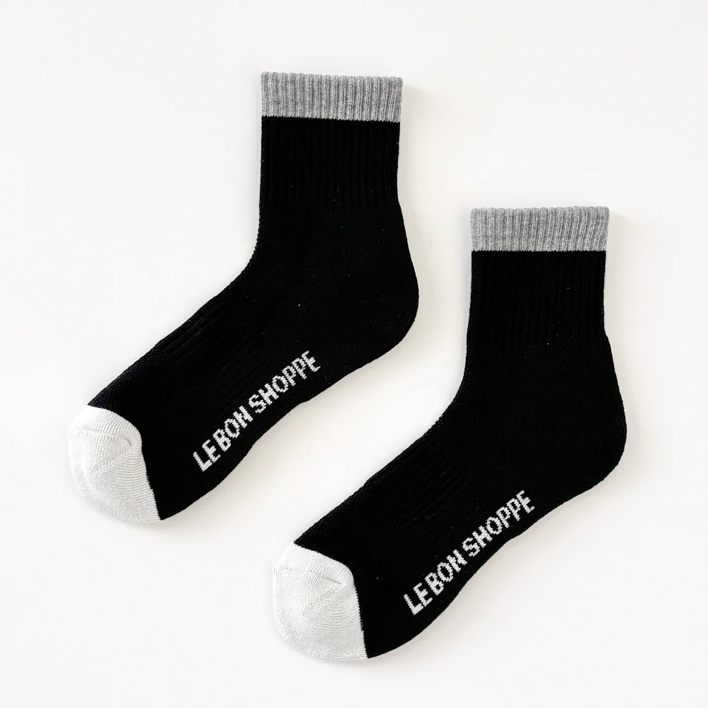 Le Bon Shoppe Girlfriend Socks Colour Block Black Grey - Image 2