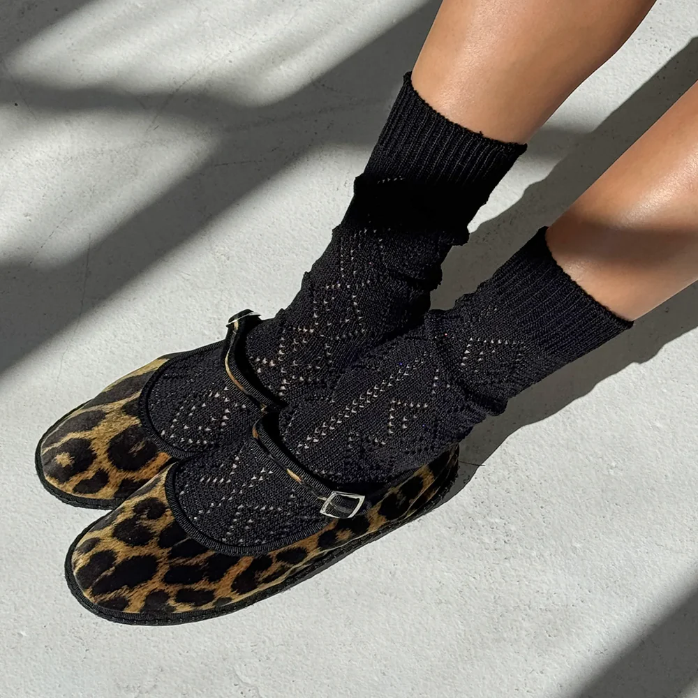 Le Bon Shoppe Modal Eyelet Socks Jet Black - Image 2
