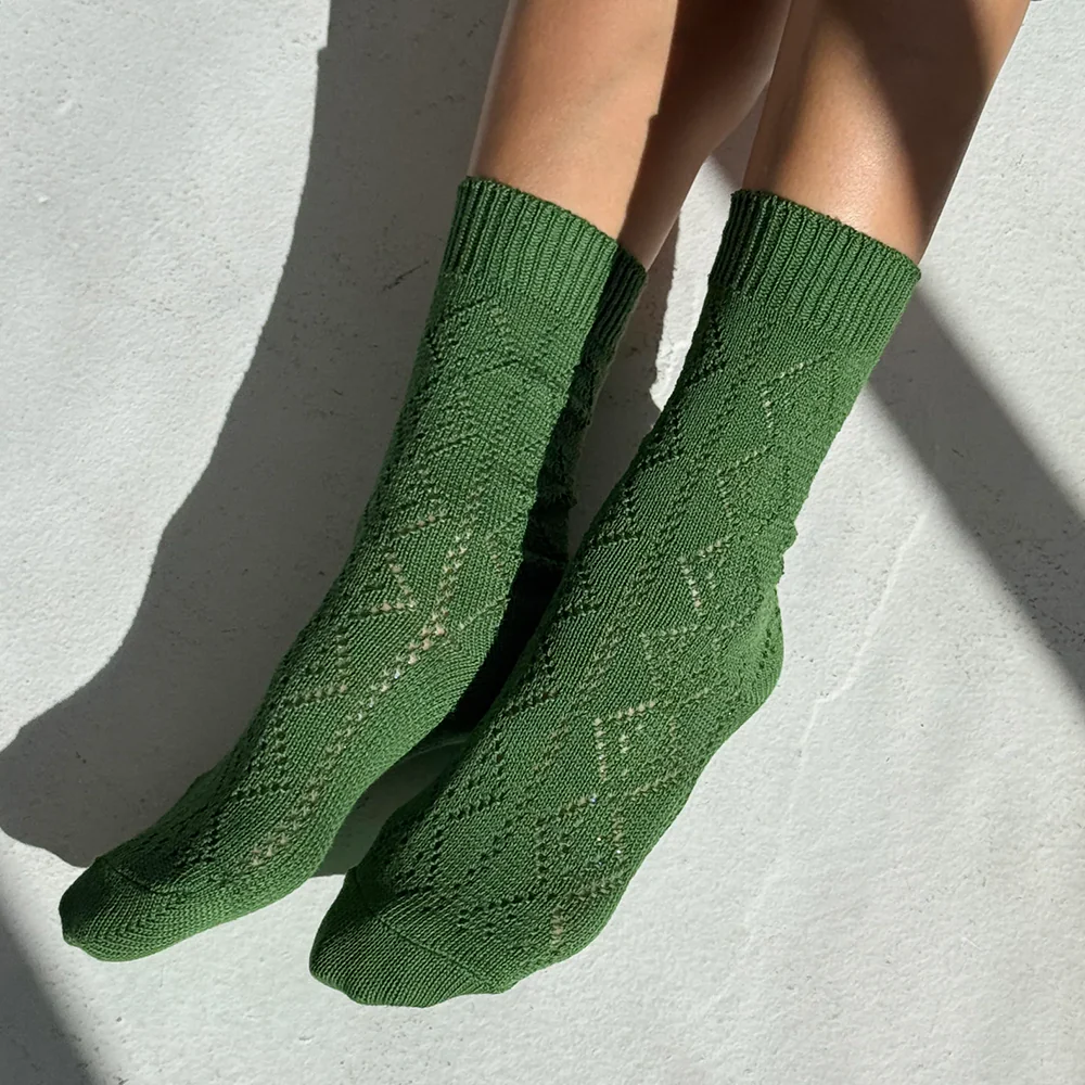 Le Bon Shoppe Modal Eyelet Socks Palm Green - Image 3