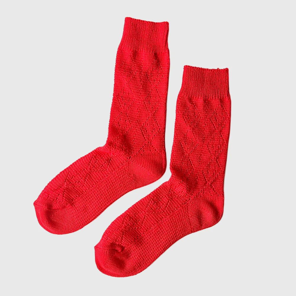 Le Bon Shoppe Modal Eyelet Socks Poppy Red - Image 2