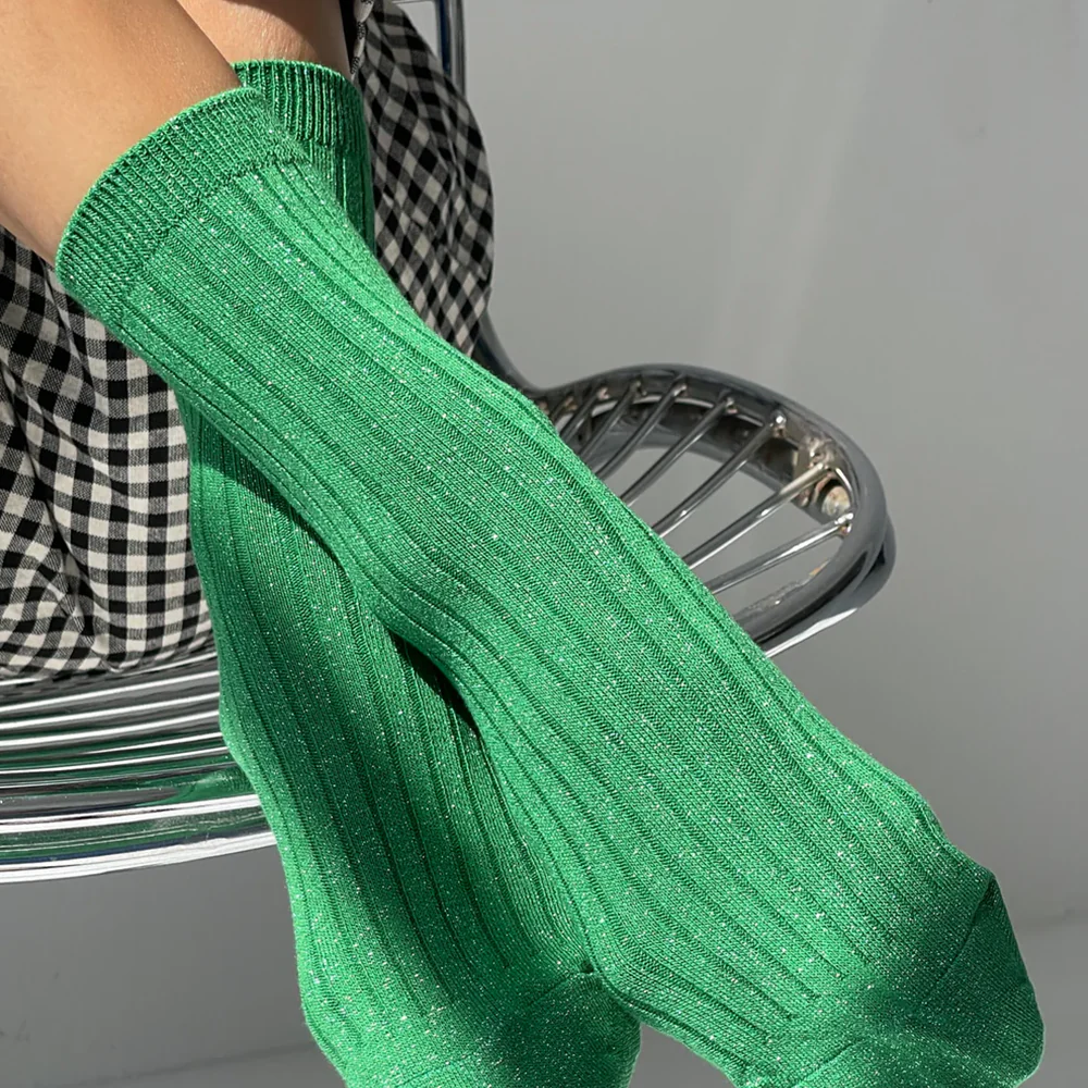 Le Bon Shoppe Socks Her Lurex Glitter Emerald - Image 2