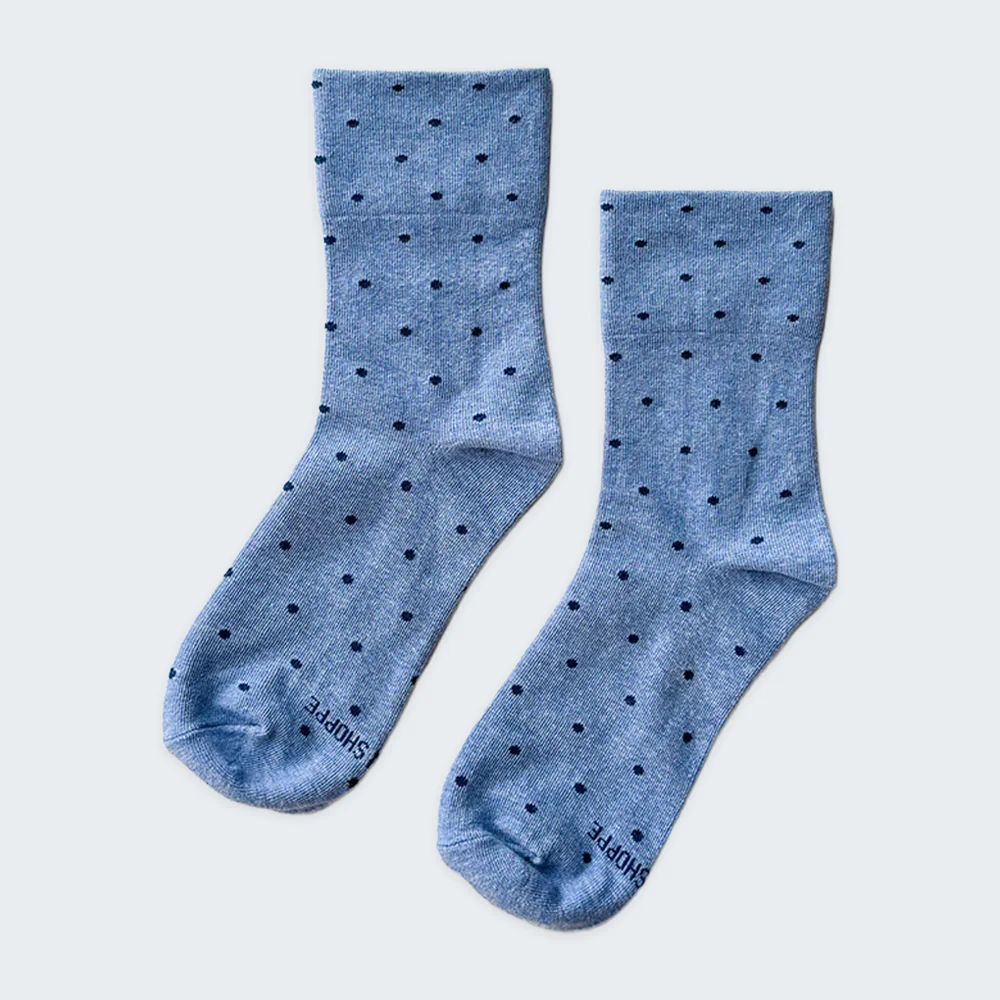 Le Bon Shoppe Socks Sneaker Blue Polka Dot - Image 3