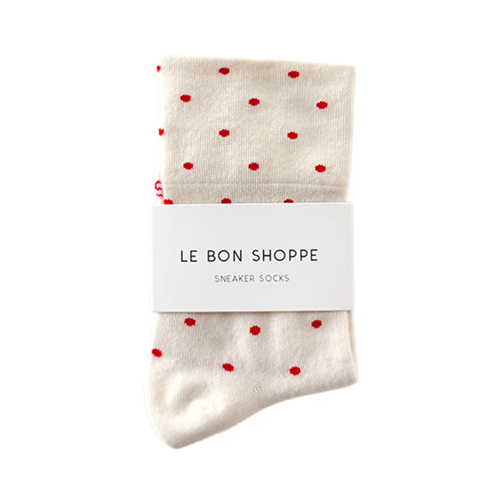 Le Bon Shoppe Socks Sneaker Cream Polka Dot