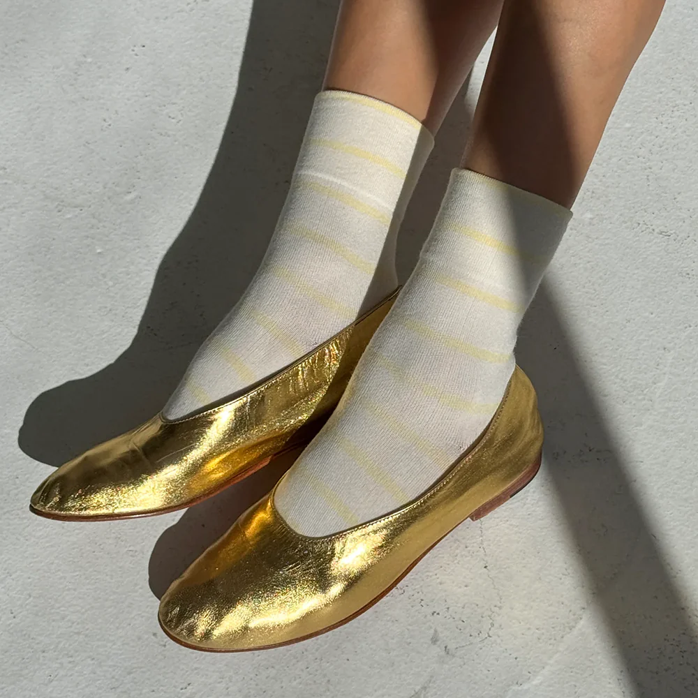 Le Bon Shoppe Wally Socks Lemon Stripe - Image 2