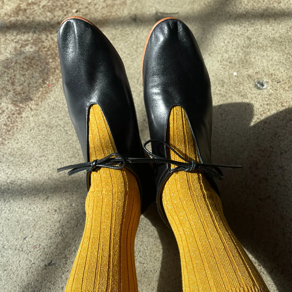 Le Bon Shoppe Socks Her Lurex Glitter Mustard - Image 3