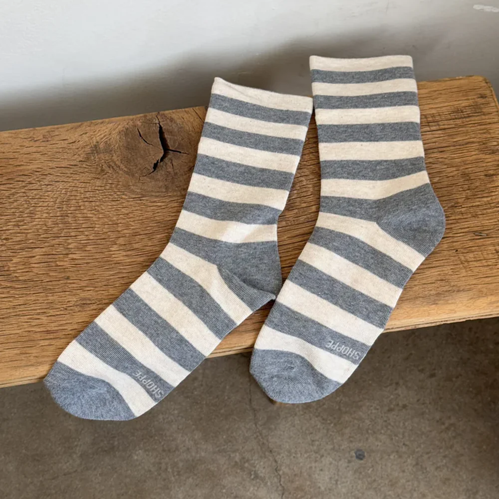 Le Bon Shoppe Socks Wide Grey Stripe - Image 3