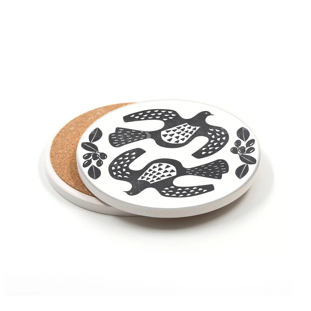 100% NZ Ceramic Coaster Linocut Kereru
