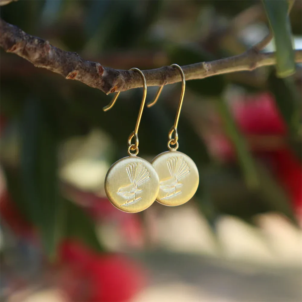 Little Taonga Earrings Fantail Gold - Image 2