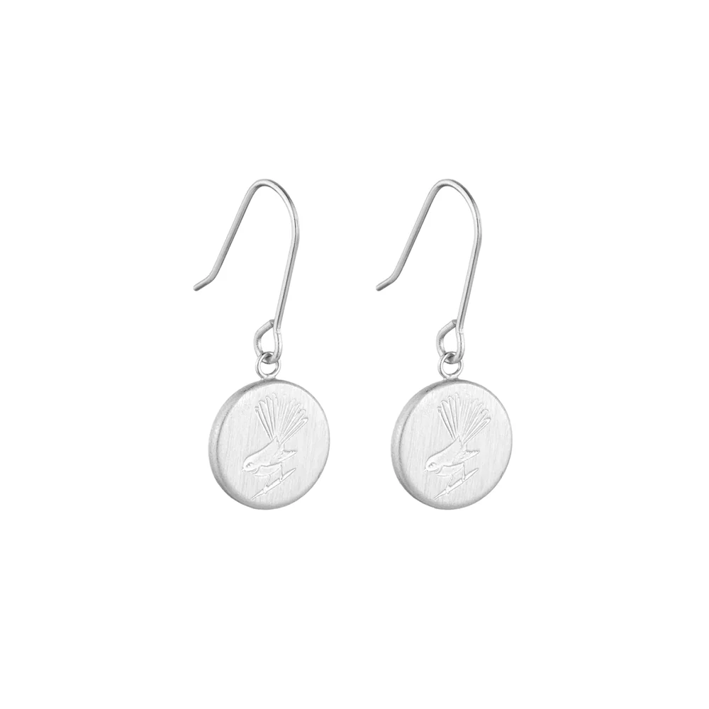 Little Taonga Earrings Fantail Silver