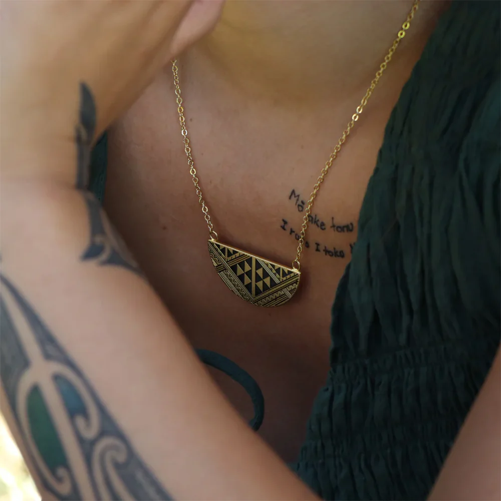 Little Taonga Niho Breast Plate Necklace Gold - Image 2