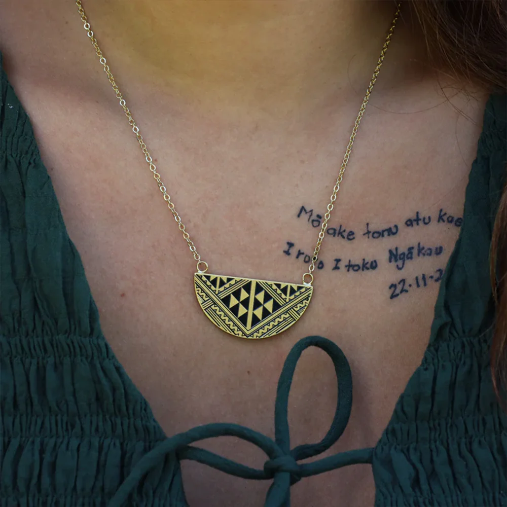 Little Taonga Niho Breast Plate Necklace Gold - Image 3