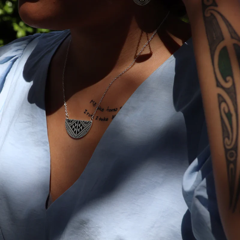 Little Taonga Niho Breast Plate Necklace Silver - Image 3