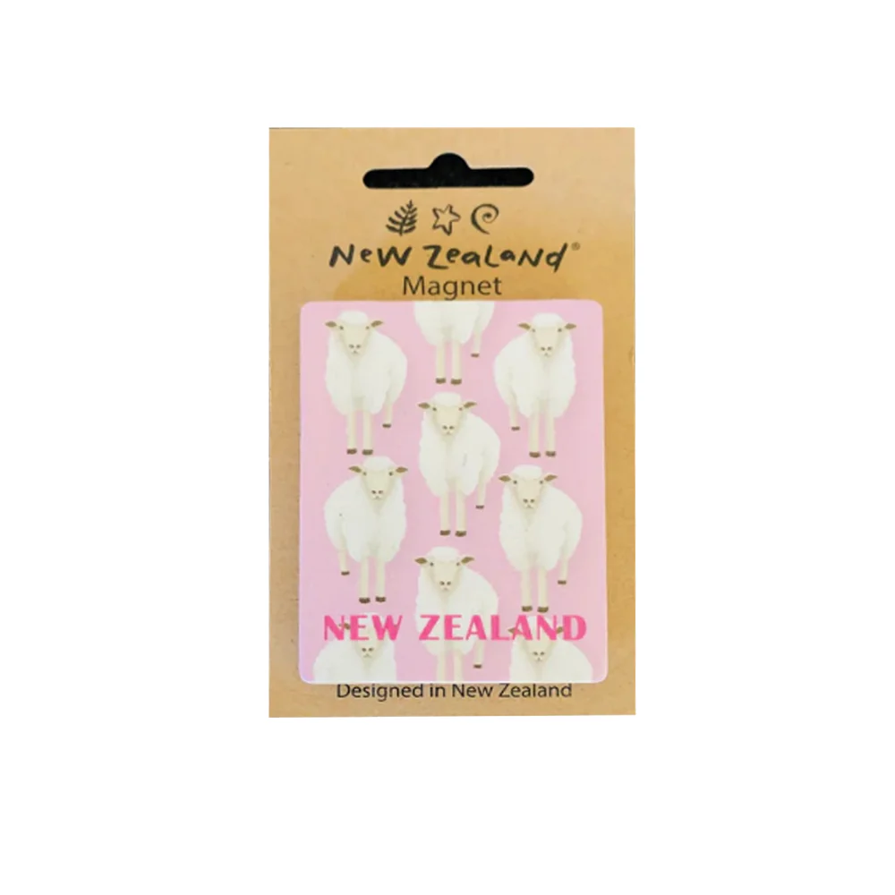 New Zealand Wooden Magnet Sheep Pink