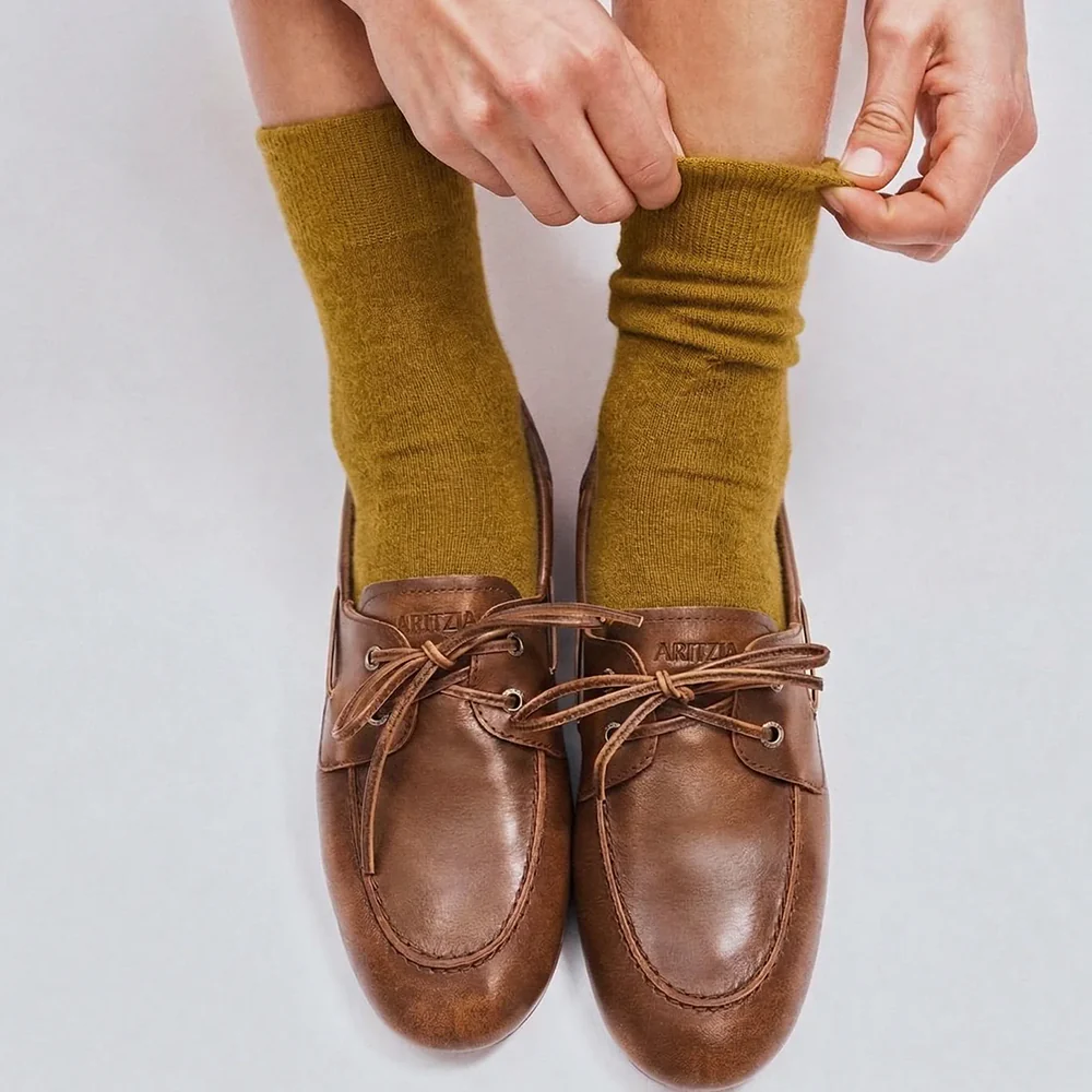 Nooan Possum Merino Wool Socks Hamilton Ecru Olive - Image 2