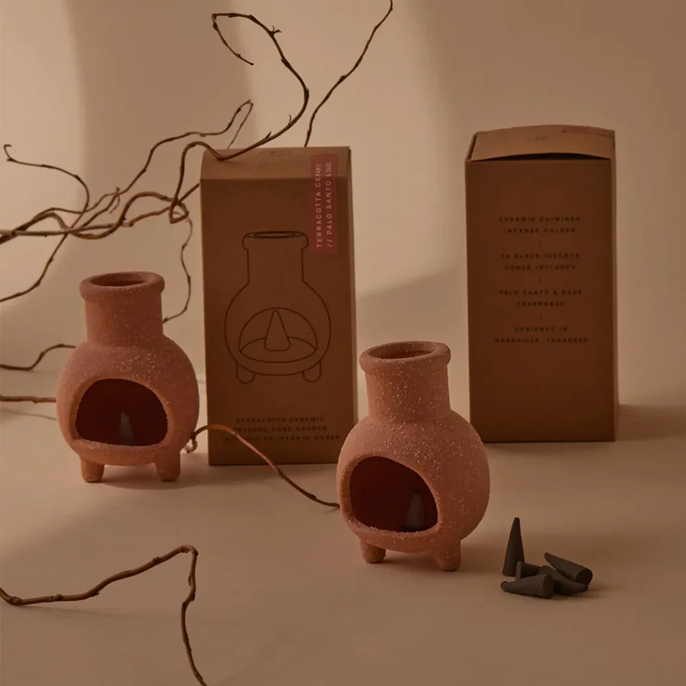 Paddywax Ceramic Chimnea Incense Holder With Cones Palo Santo and Sage - Image 2