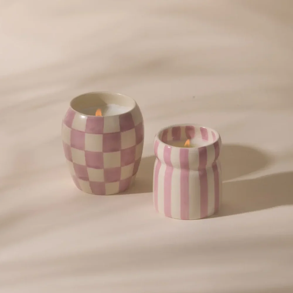 Paddywax Cabana Ceramic Candle Lavender Striped Grecian Sand 184g - Image 2