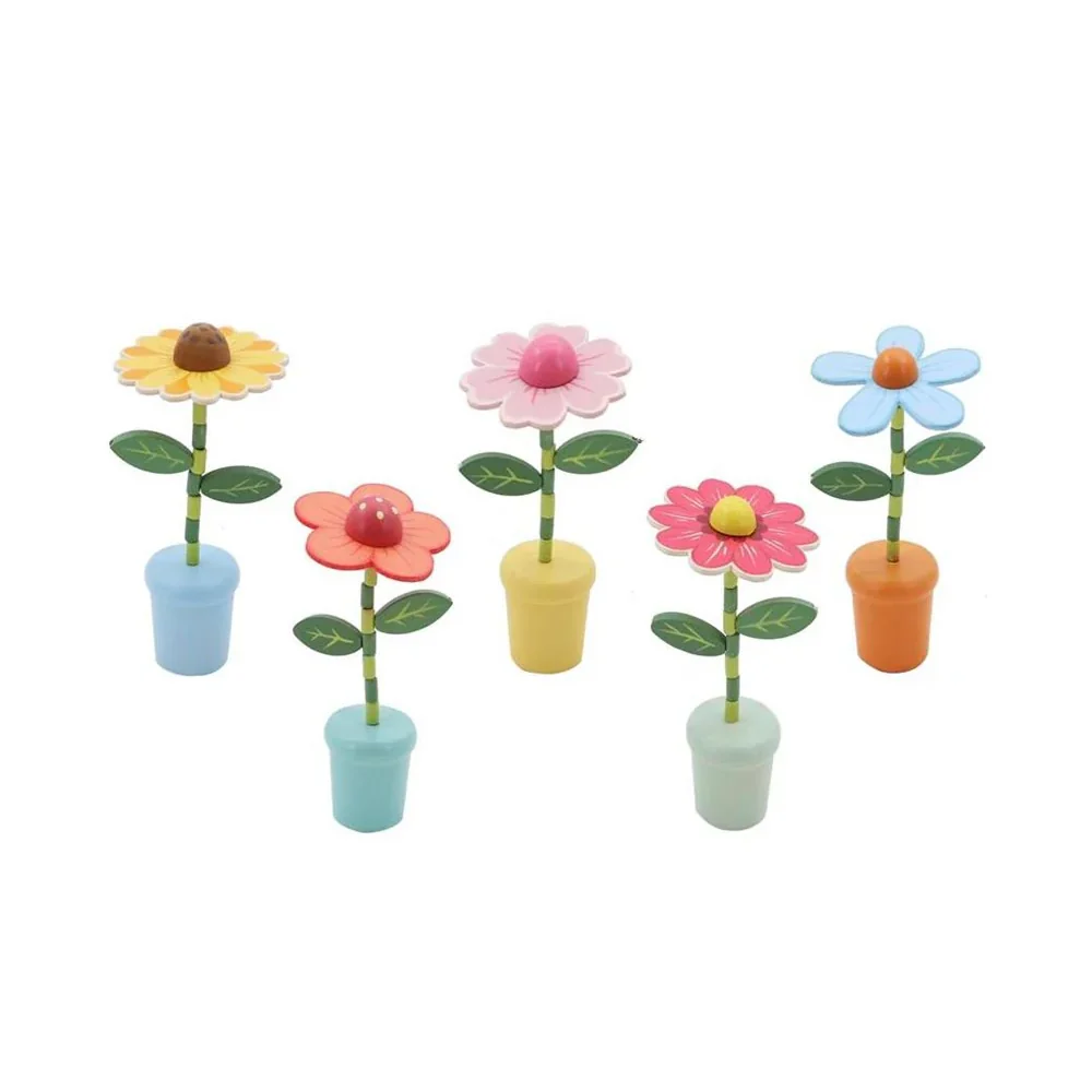 Push Puppet Wooden Flower Assorted - Image 2