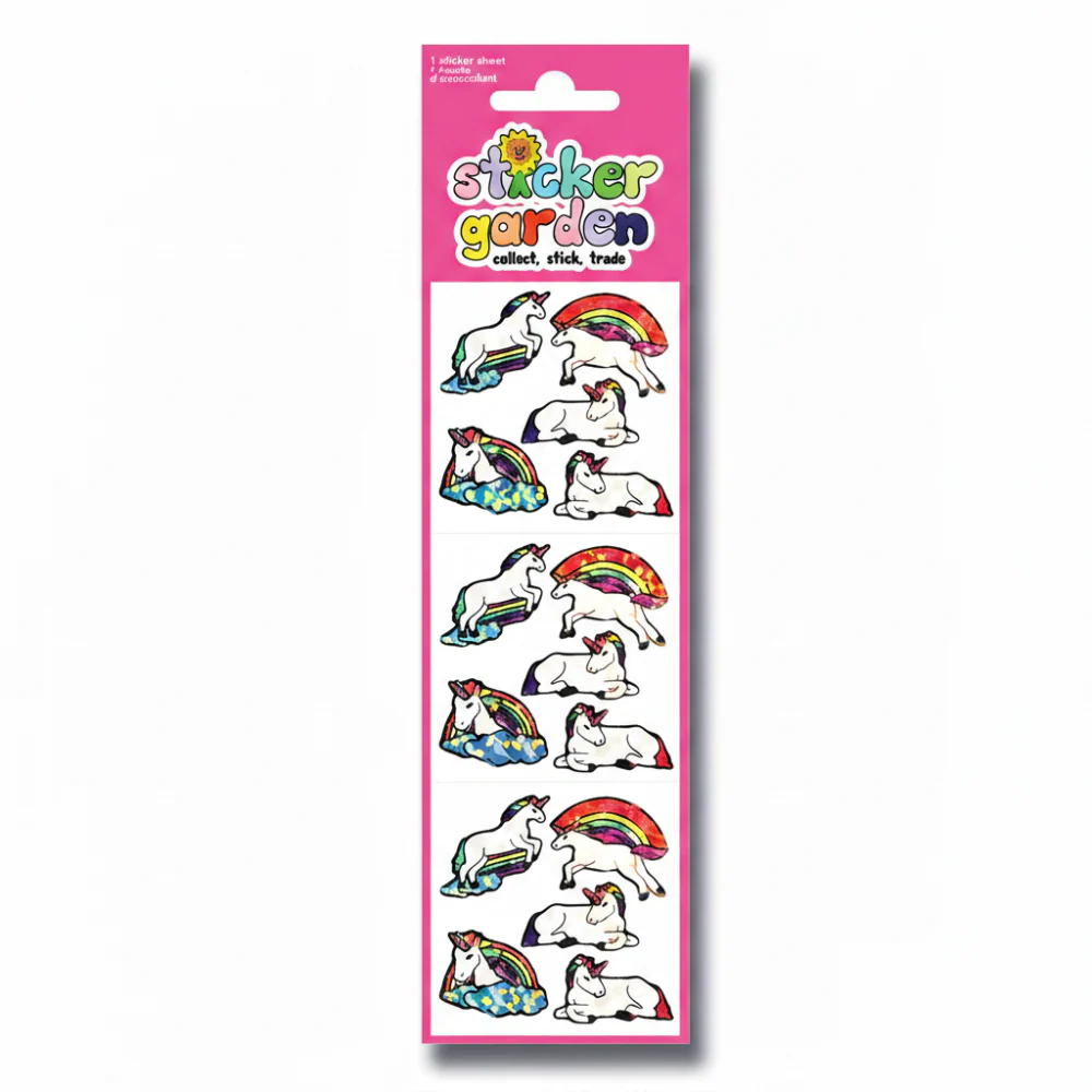 Sticker Garden Sheet Prism Rainbow Unicorn