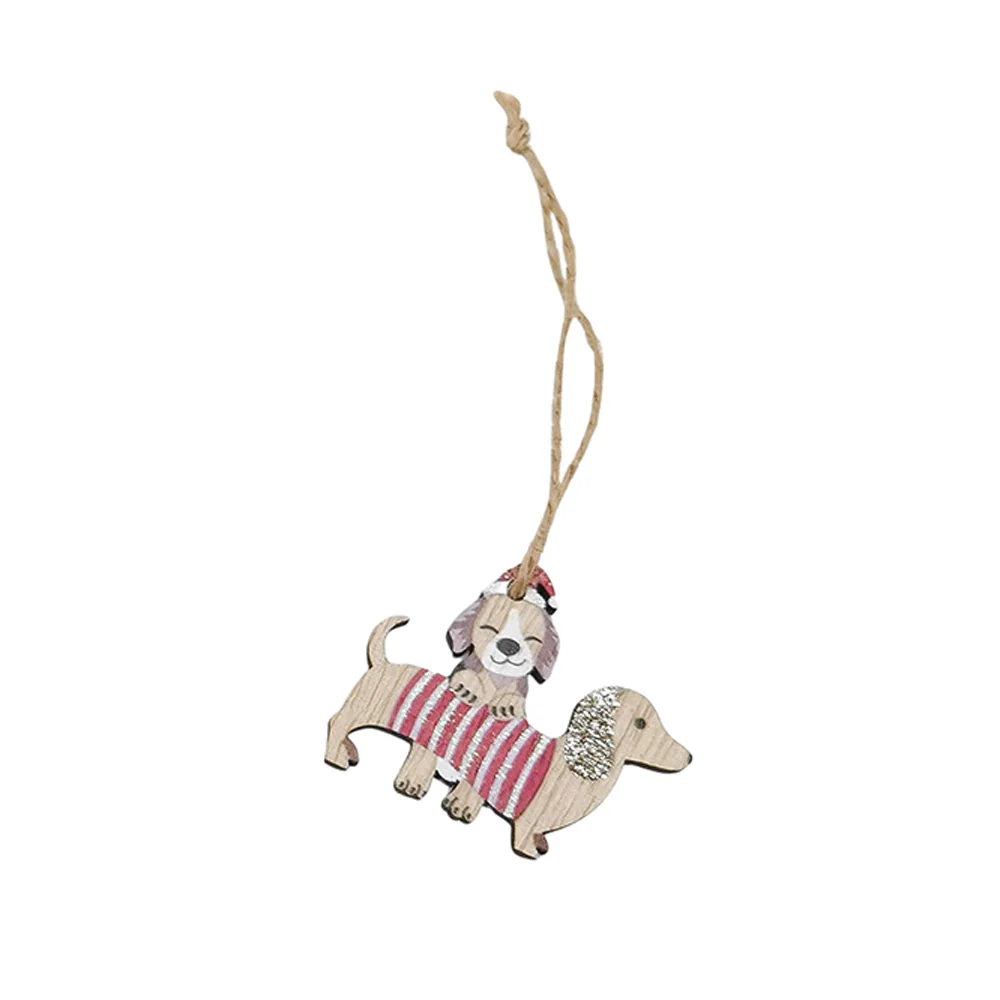 Wooden Christmas Decoration Dashchund and Friend Assorted - Image 2