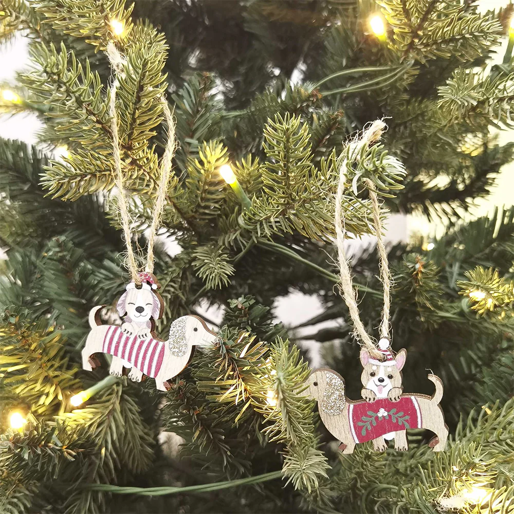 Wooden Christmas Decoration Dashchund and Friend Assorted - Image 3